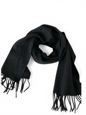 Black Classic Vintage Cashmere Fringe Scarf